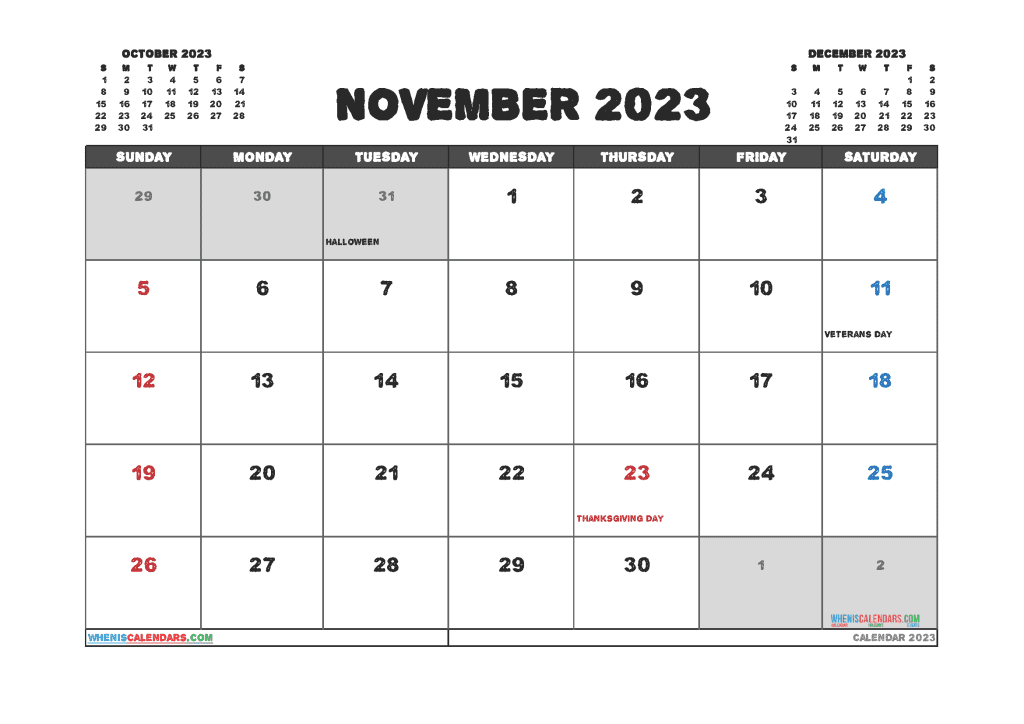 Download Blank Calendar Month 2023 A4 23O1839