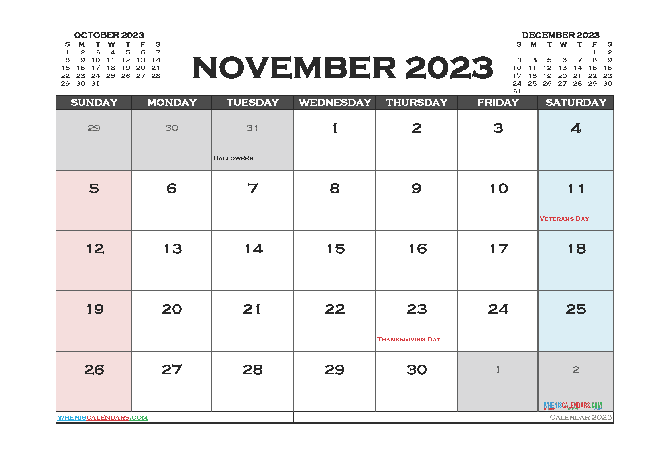 Download Timeanddate Printable Calendar 2023 A4 23O982