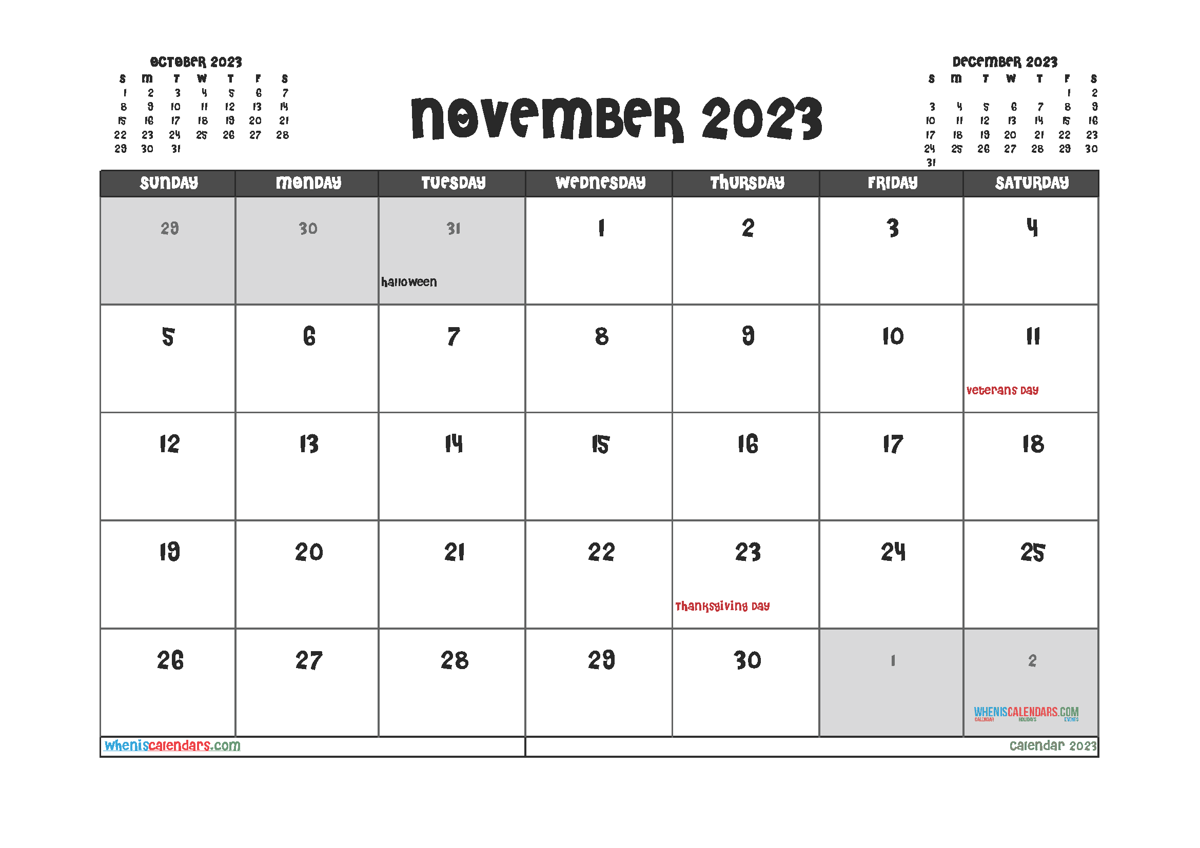 Download printed calendar for 2023 A4 23O404