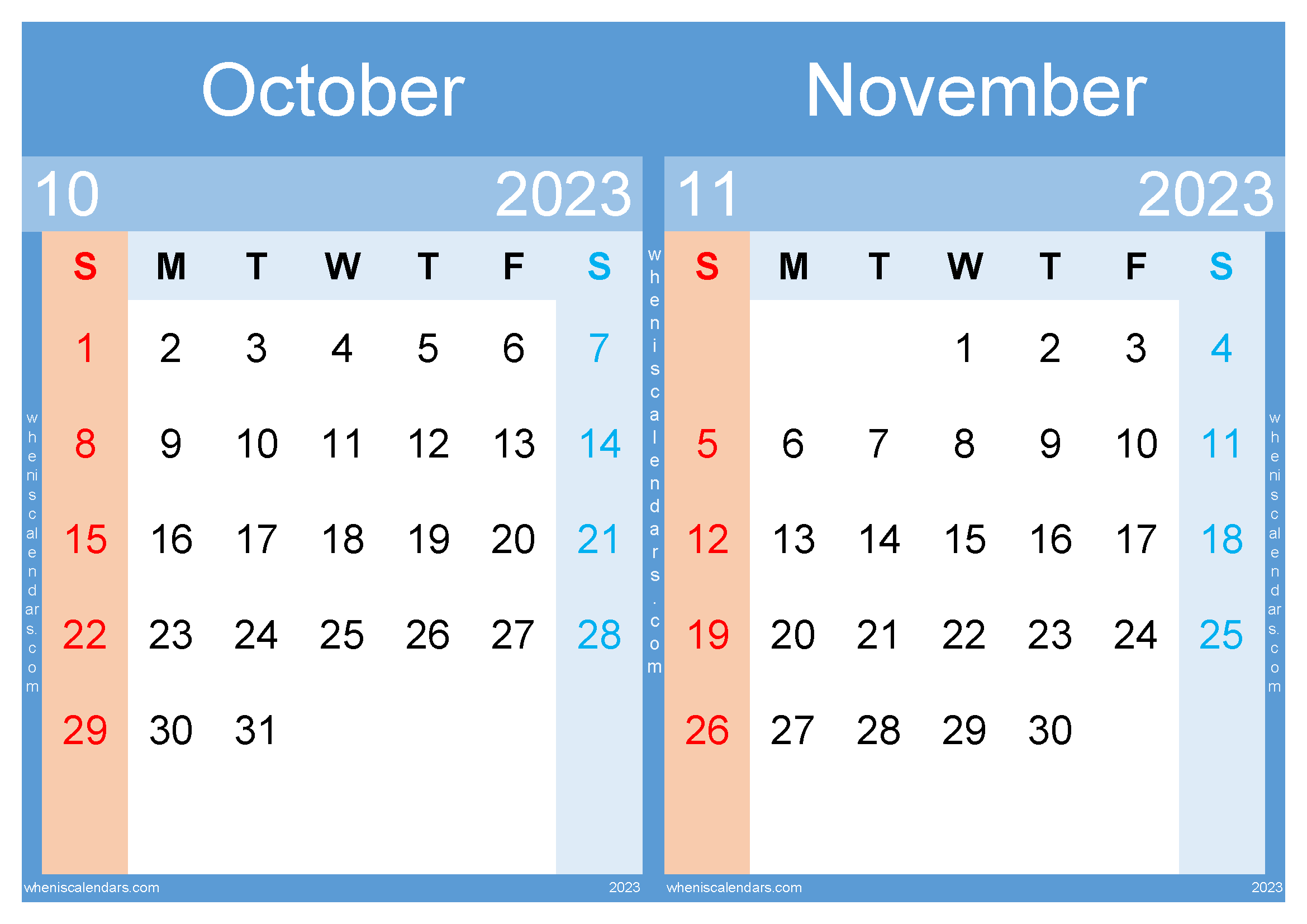 October November 2023 Calendar Printable Pdf On2315 1658