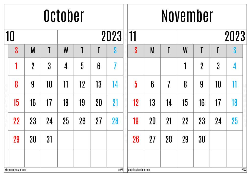 october-and-november-2023-calendar-template-on2301