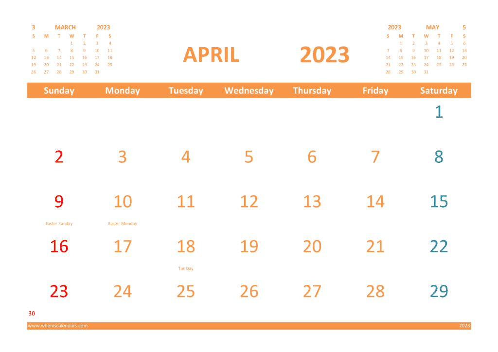 free-april-2023-calendar-with-holidays-printable