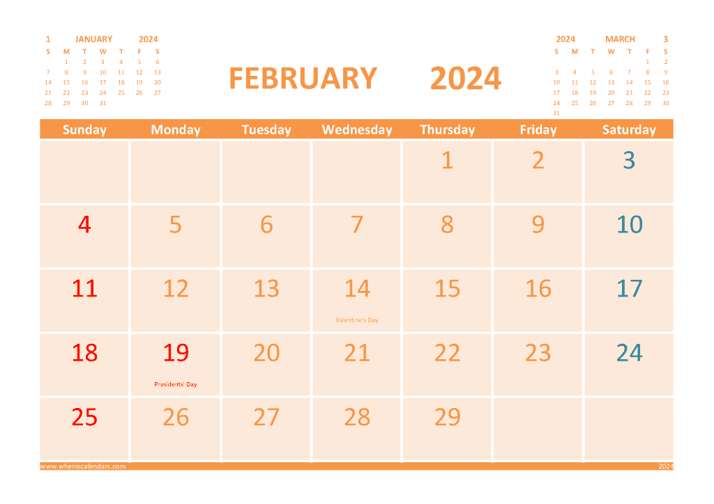 Free February 2024 Calendar Printable With Holidays