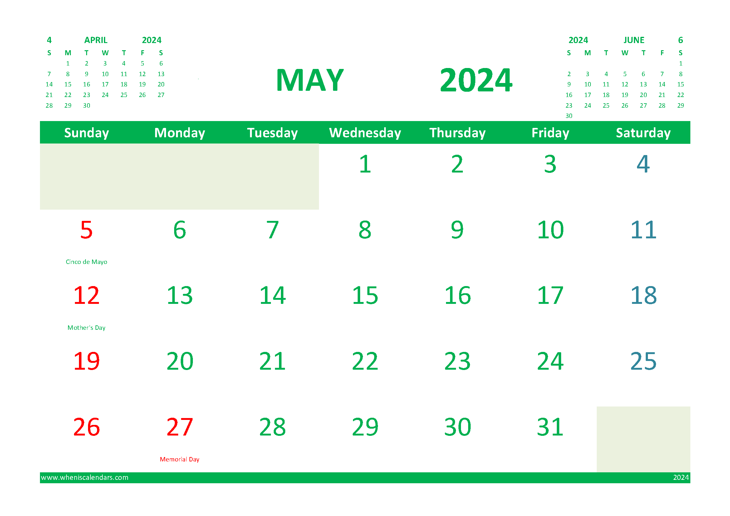 Free May Calendar 2024 Printable With Holidays