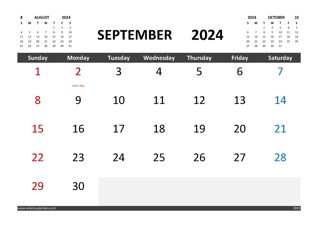 Free September 2024 Calendar Template With Holidays