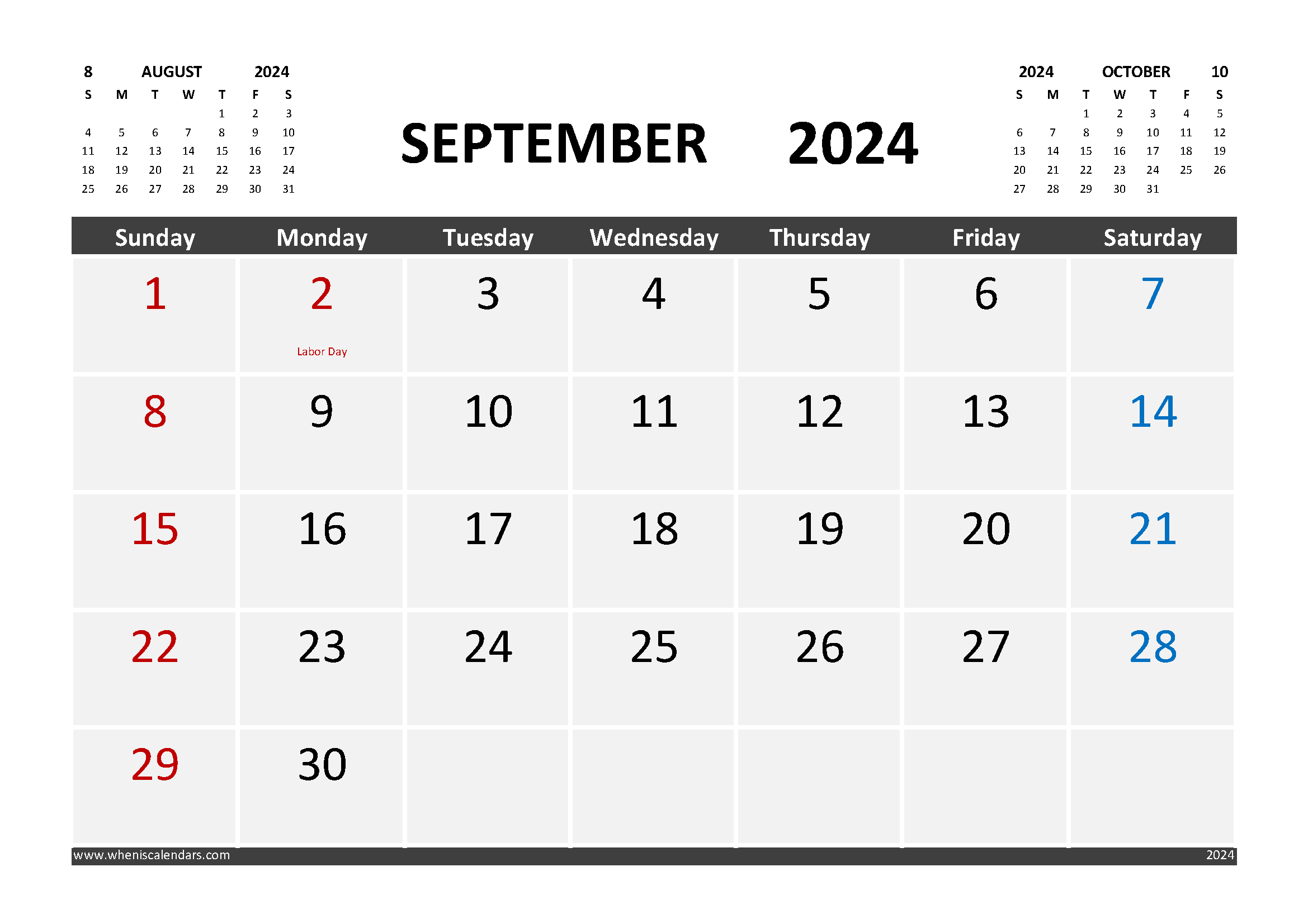 Free Calendar September 2024 Printable With Holidays