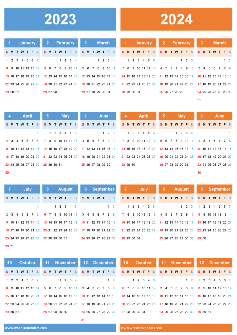 Free Printable 2023 And 2024 Calendar