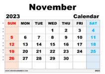 Free Printable November 2023 Calendar With Week Numbers