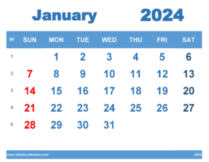 Free Printable January 2024 Calendar With Week Numbers