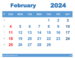 Free Printable February 2024 Calendar With Week Numbers