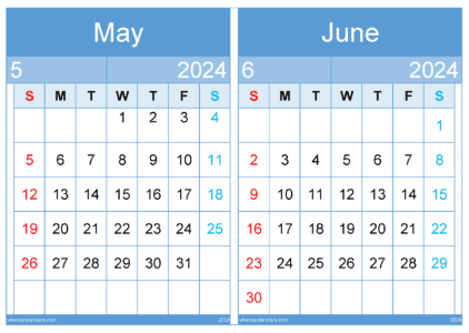 Free May And June 2024 Calendar Printable