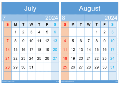 2023 Two-Month Calendar Printable
