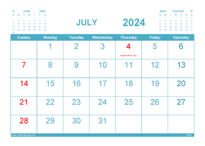 Free Printable July 2024 Calendar With Holidays