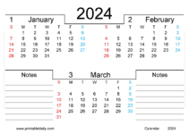 2023 Three-Month Calendar Printable