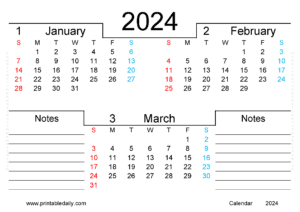 2023 Three-Month Calendar Printable