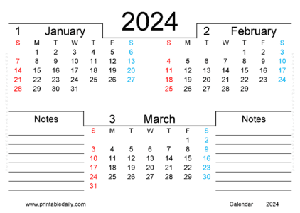 2023 Three-Month Calendar Printable