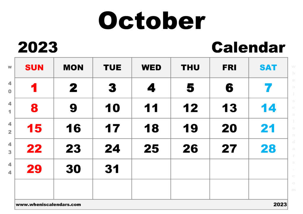 Free Printable 2023 Monthly Calendar With Week Numbers