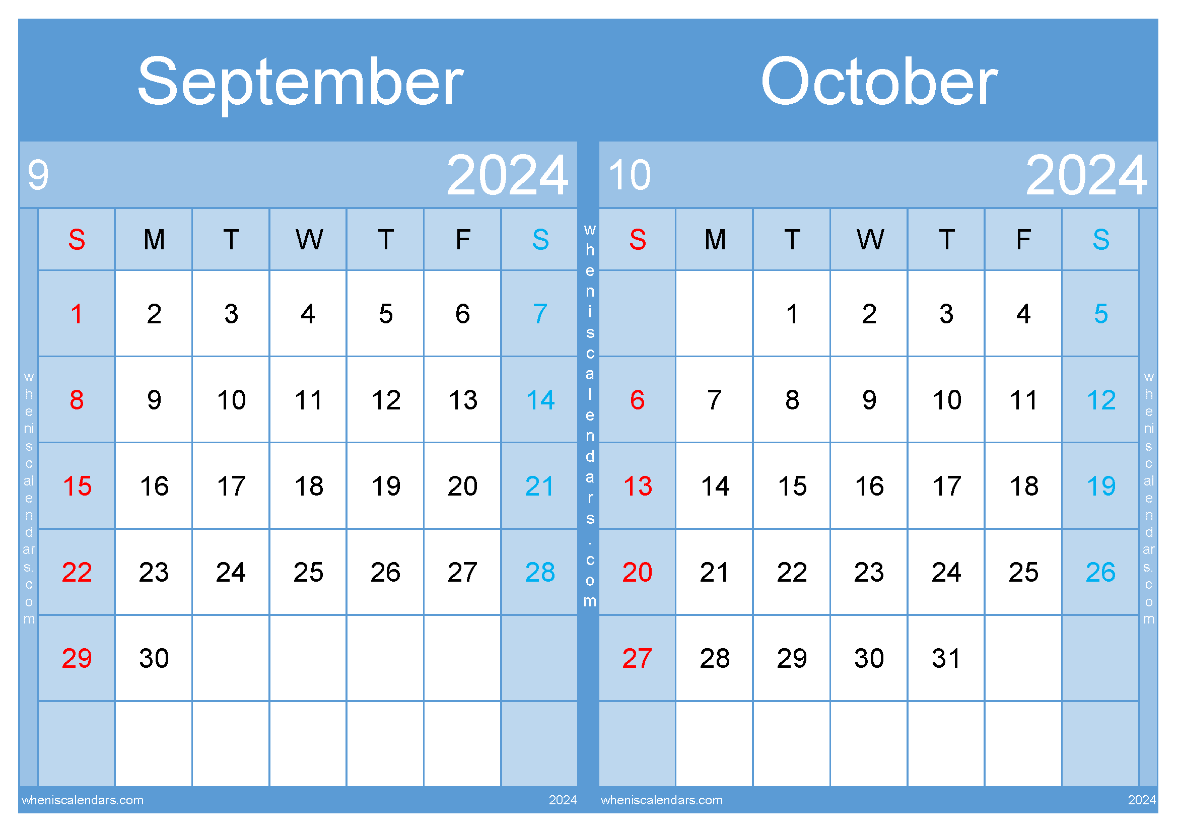 Sept October 2024 Calendar TwoMonth