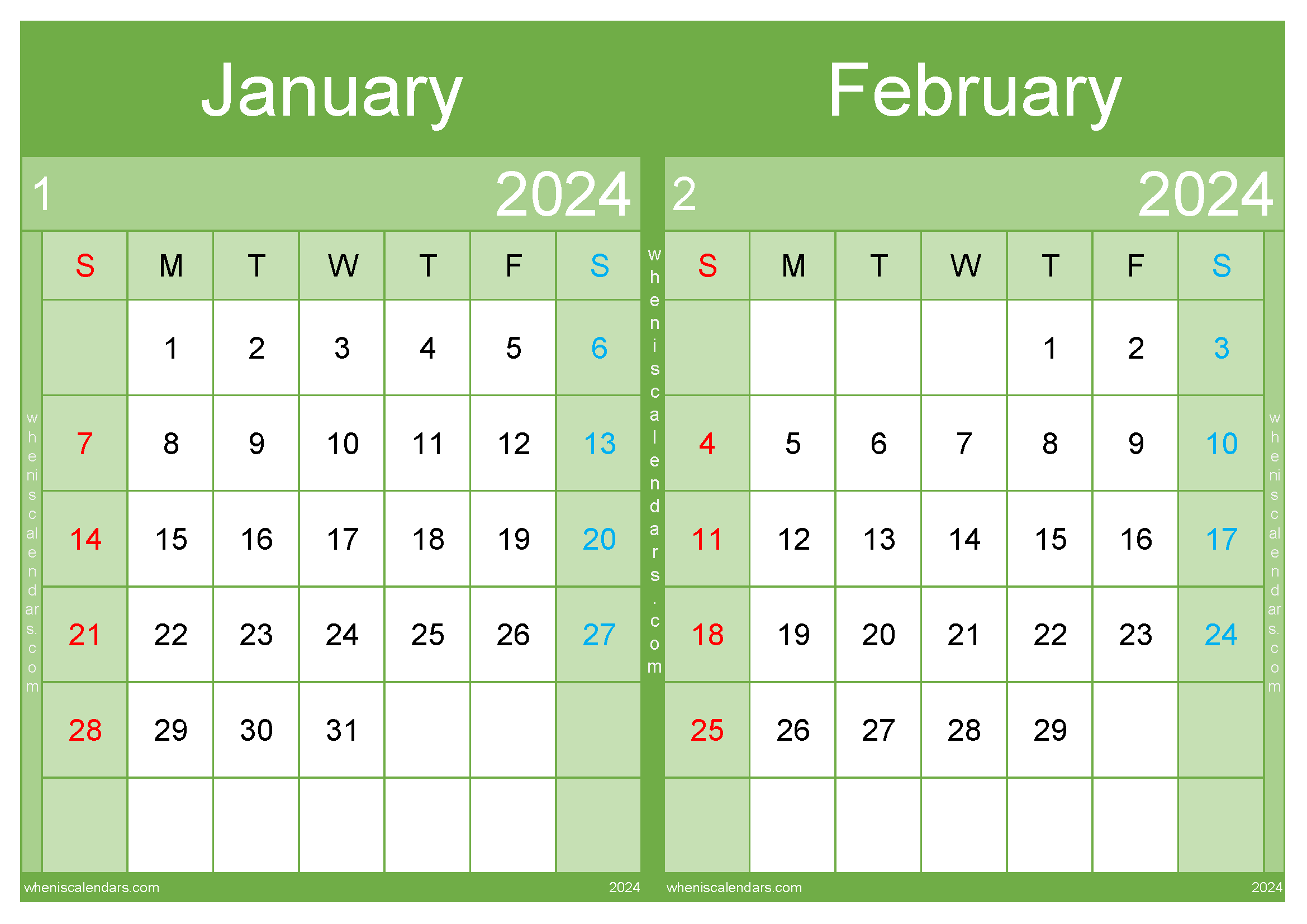 Download January February Ka Calendar 2024 A4 JF242042