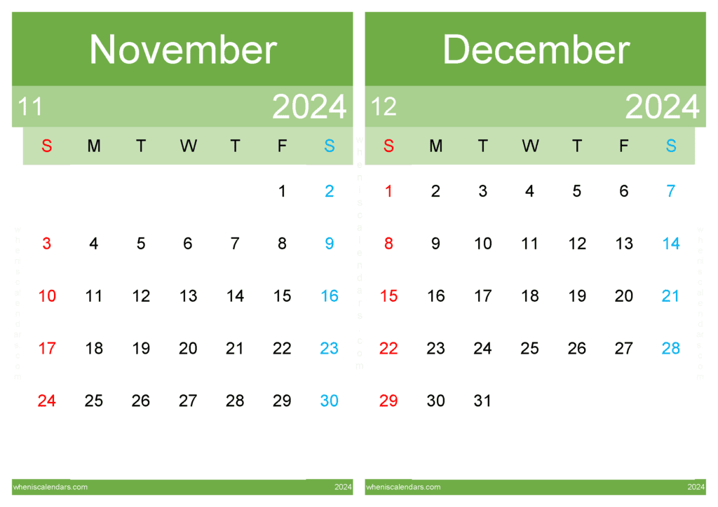 Download Printable Calendar Nov Dec 2024