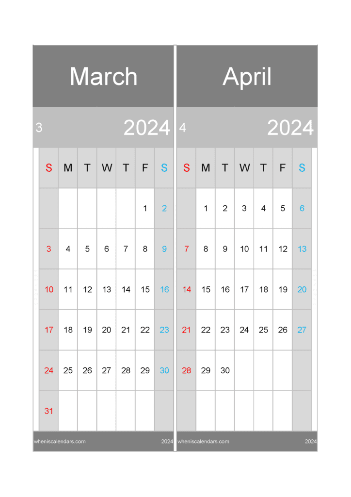 Download Calendar March And April 2024 A4 MA24017