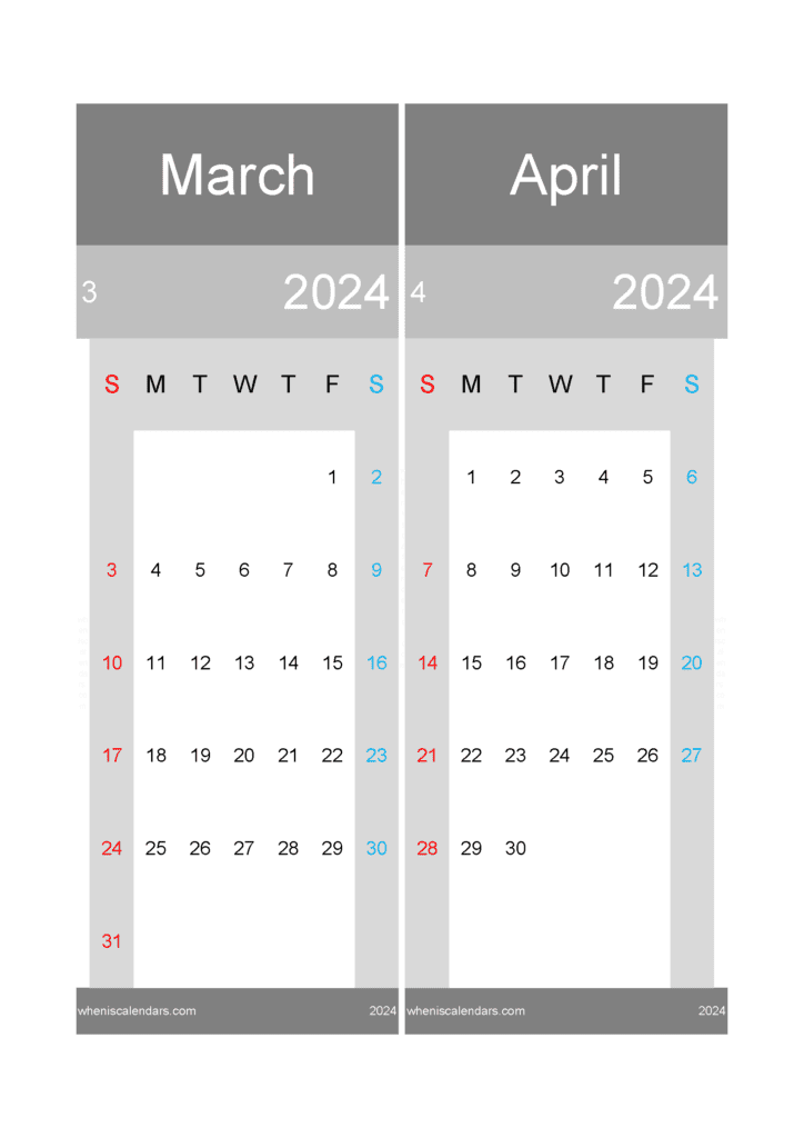 Download Printable Calendar March And April 2024 A4 MA242018