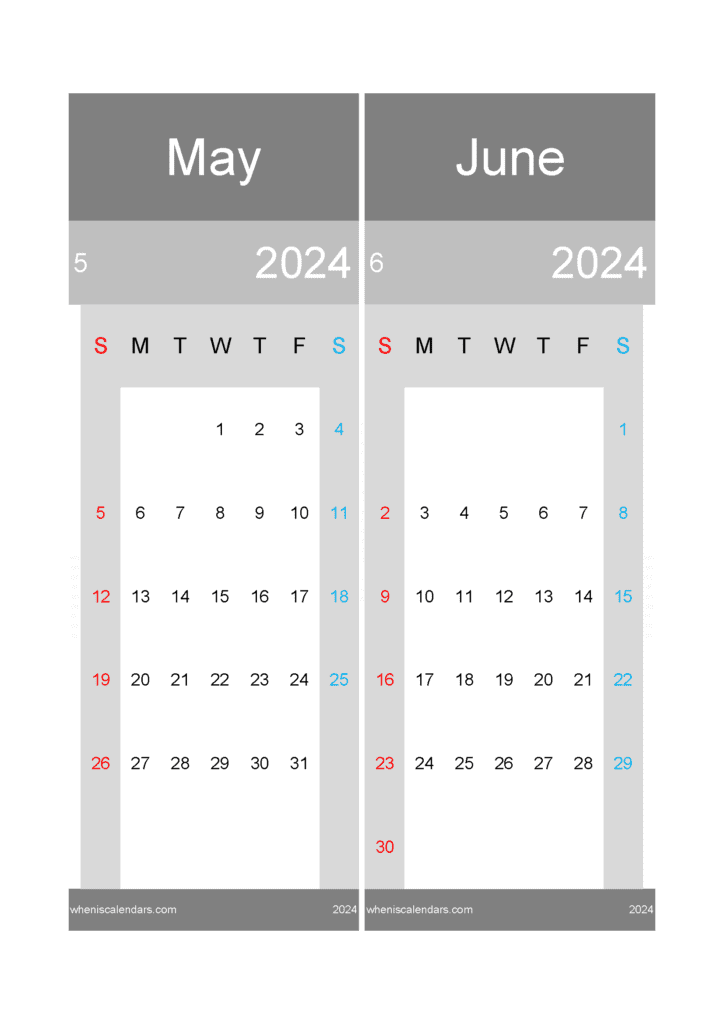 Printable Calendar May And June 2024 TwoMonth