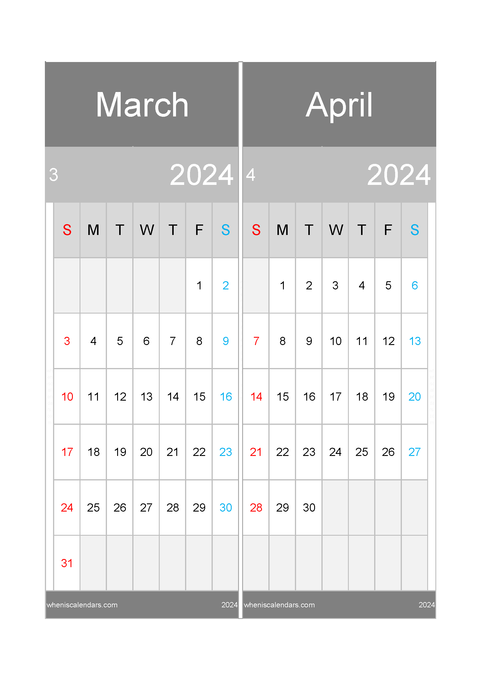 Printable Calendar March And April 2024 TwoMonth