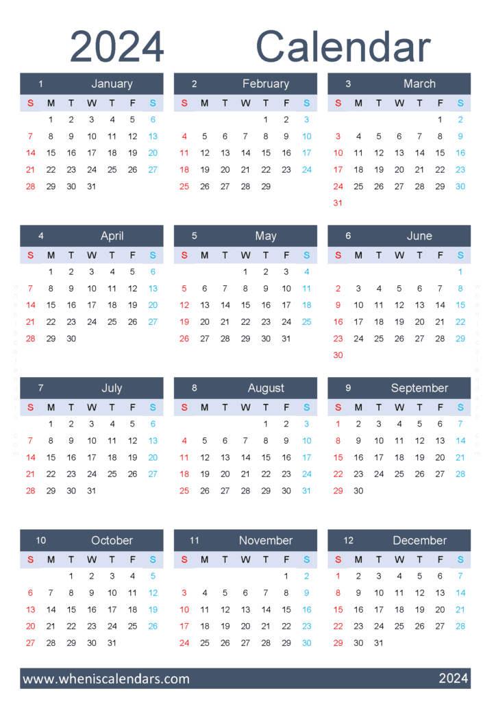 Download Week Number Calendar 2024 A4 O24Y130