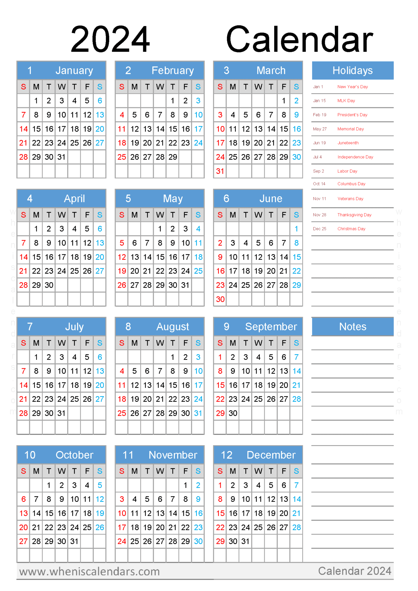 Free Printable Yearly Calendar 2023 And 2024