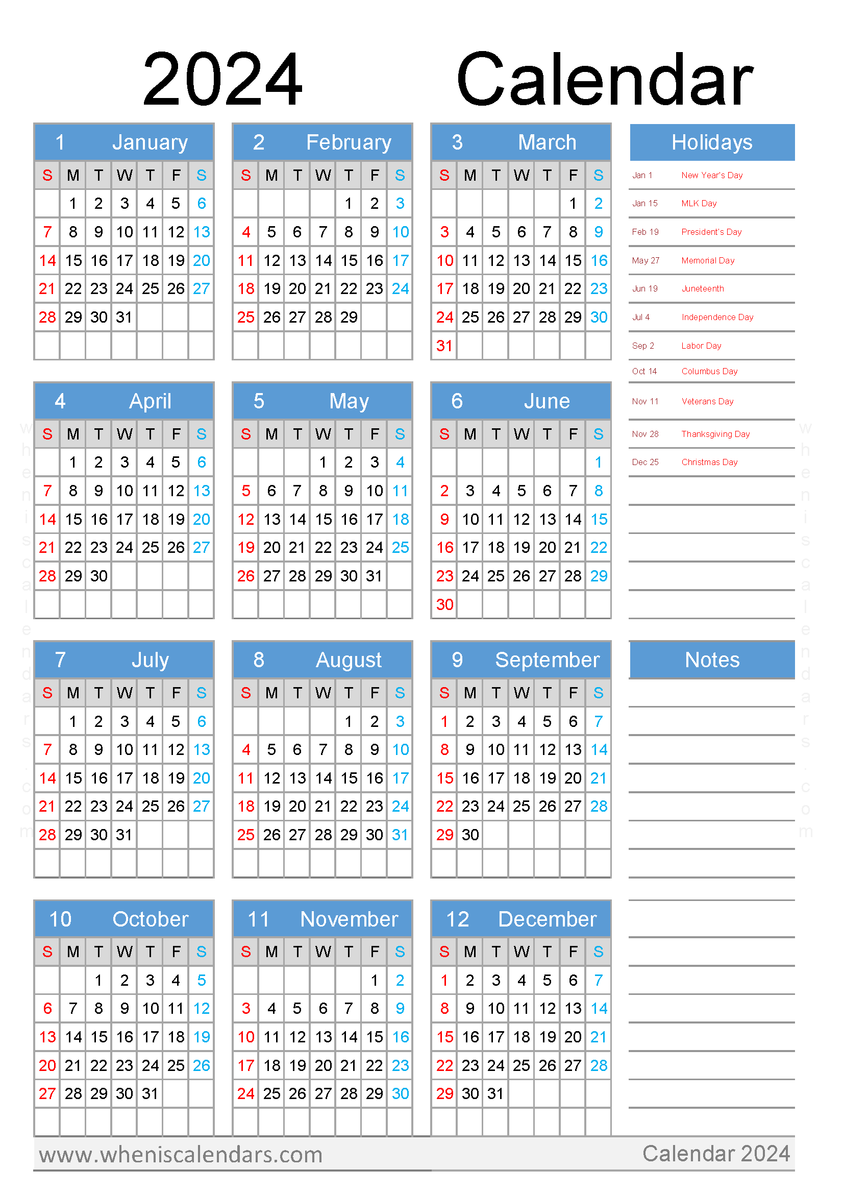Free Printable Yearly Calendar 2023 And 2024