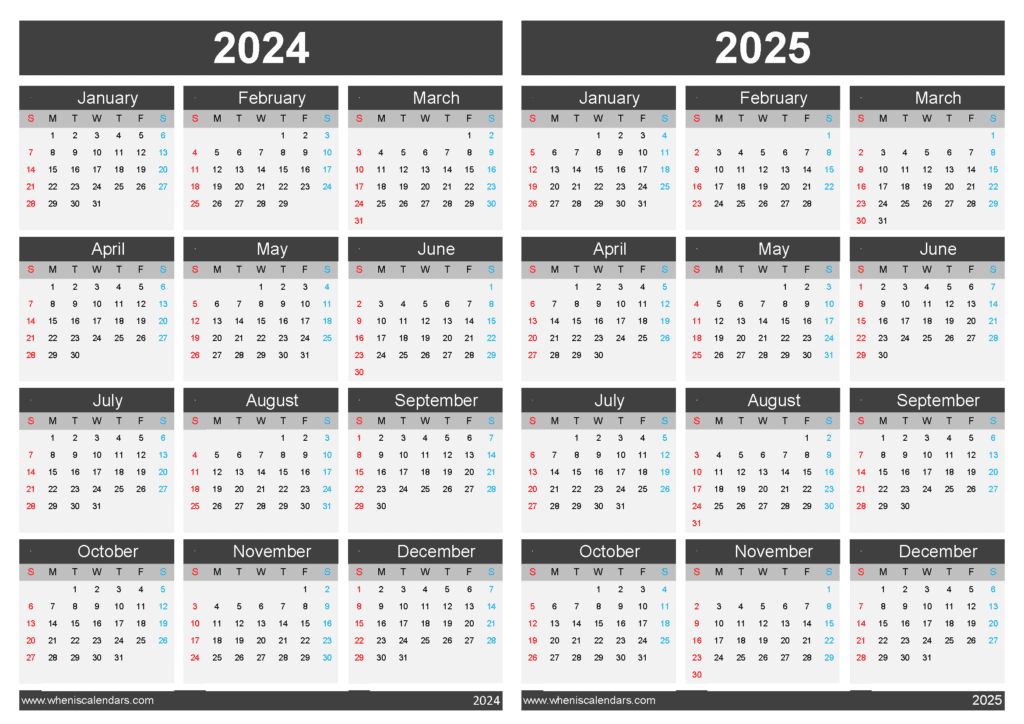 Download 2024 2025 Calendar Pdf A4 Horizontal 45Y06