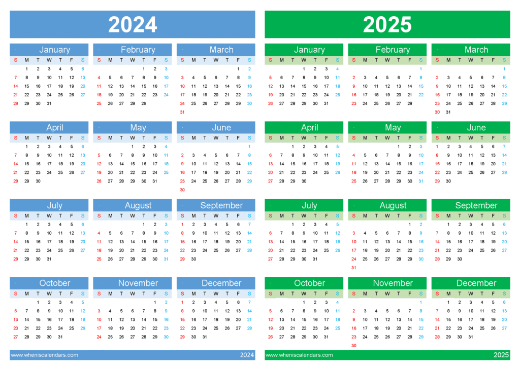 Download Calendar For 2024 And 2025 A4 Horizontal 45Y19