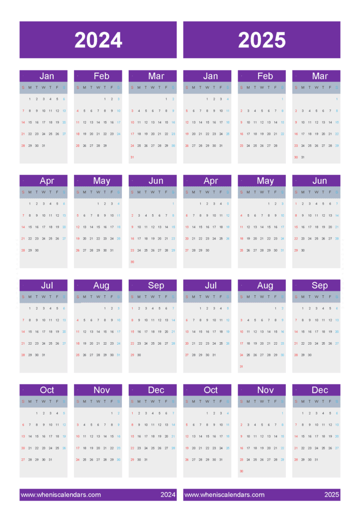 2025 And 2025 Calendar Free Printable 45Y41