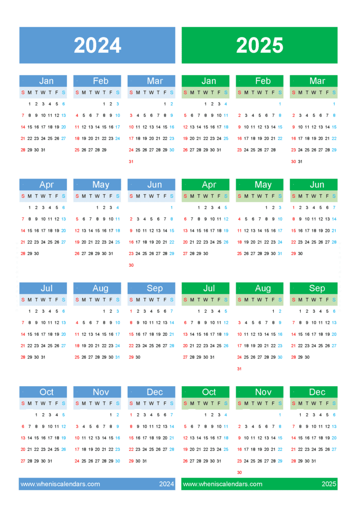 Download Printable 2024 2025 Calendar Free A4 Vertical 45Y45