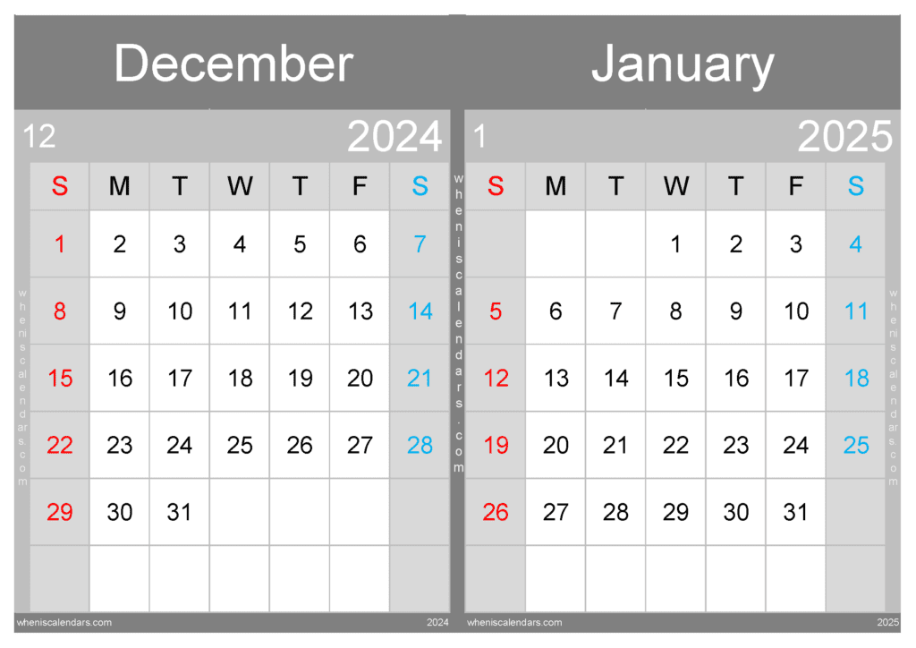 Download Calendar December 2024 And January 2025 A4 D4J532