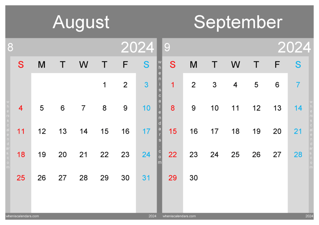 Download Calendar For Aug And September 2024 A4 AS430