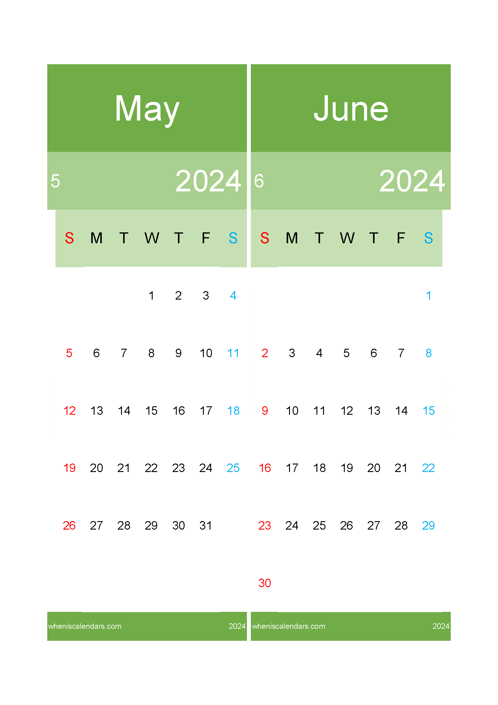 Download Calendar For May And June 2024 A4 MJ430