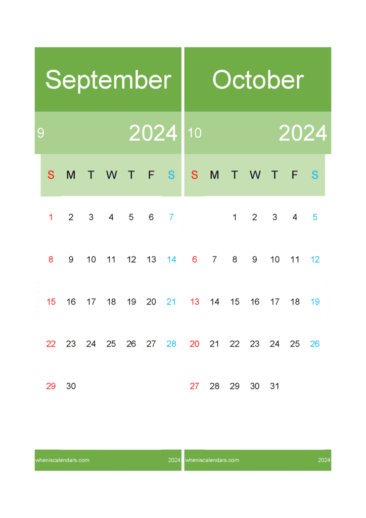 Download Calendar For Sept And October 2024 A4 SO430