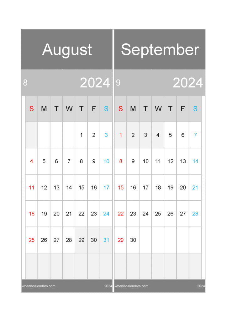 Download Printable Calendar August And September 2024 A4 AS418