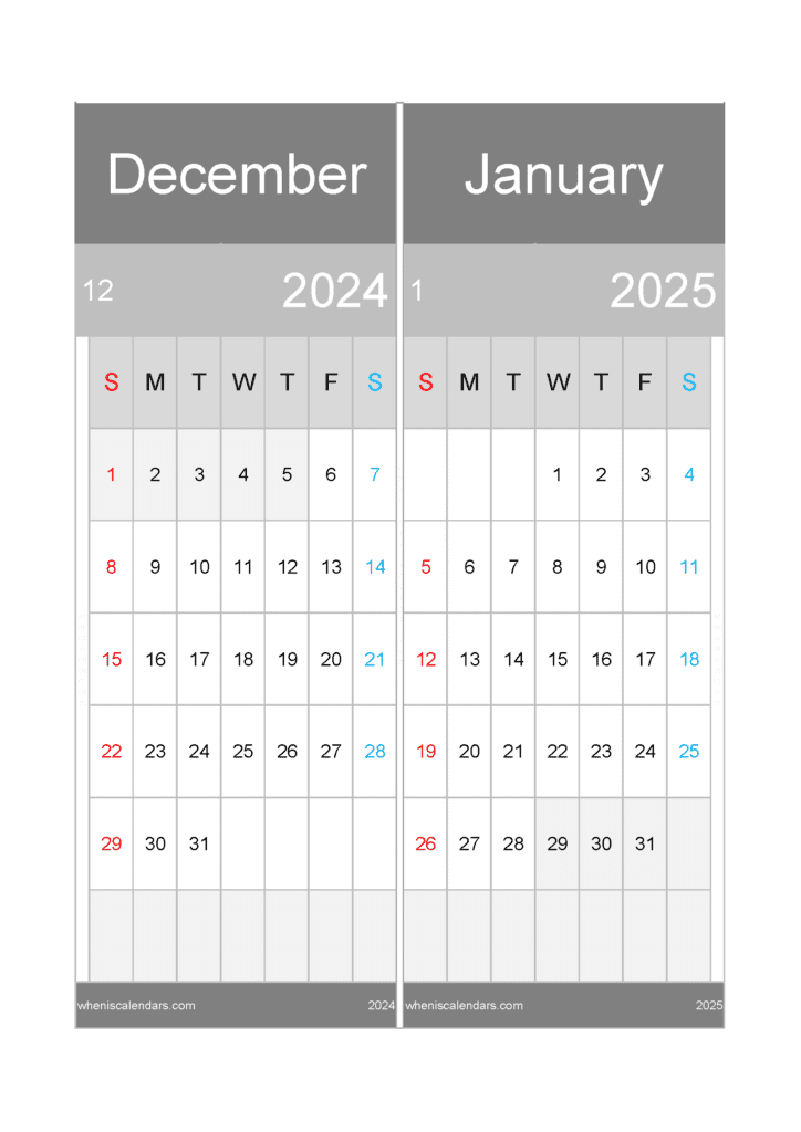 Download Calendar For December 2024 And January 2025 A4 D4J519