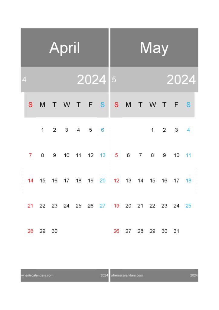 Download Apr And May Calendar 2024 A4 AM420