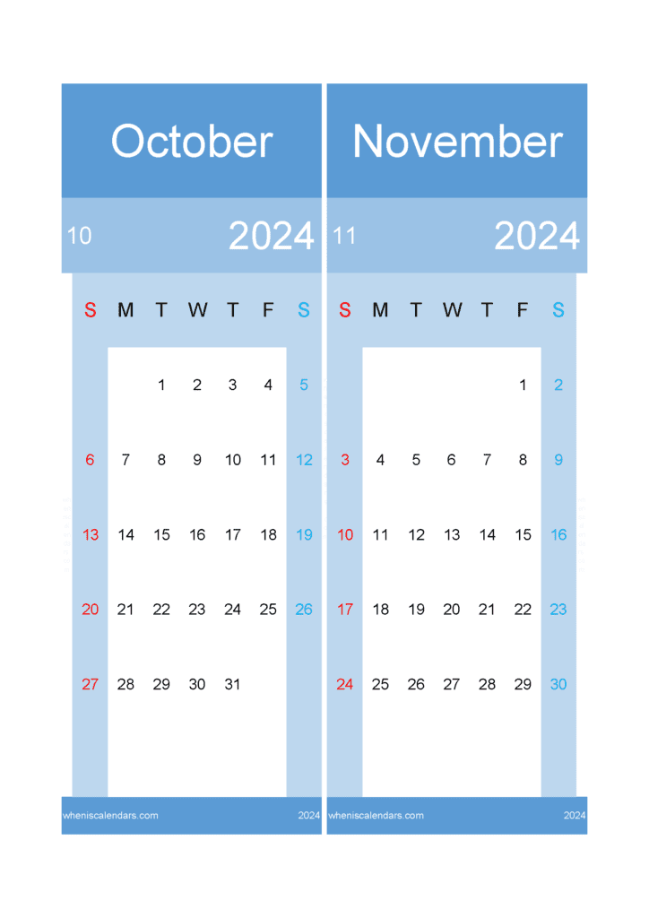 Download Oct And November Calendar 2024 A4 ON420