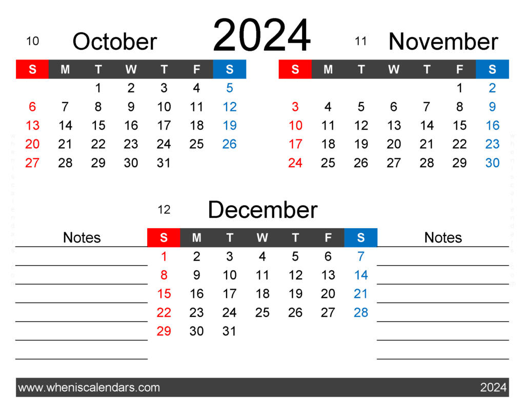 Download Calendar 2024 Oct Nov Dec OND423