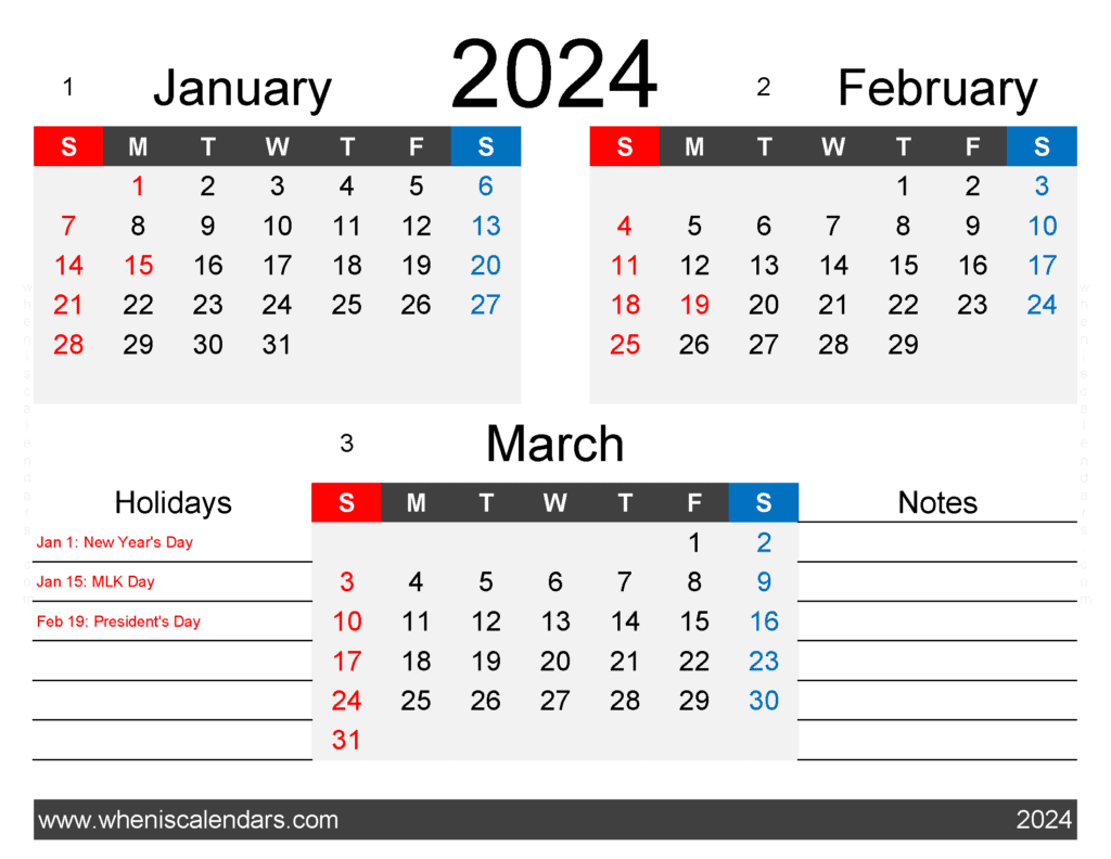 Download January February And March 2024 Calendar JFM404