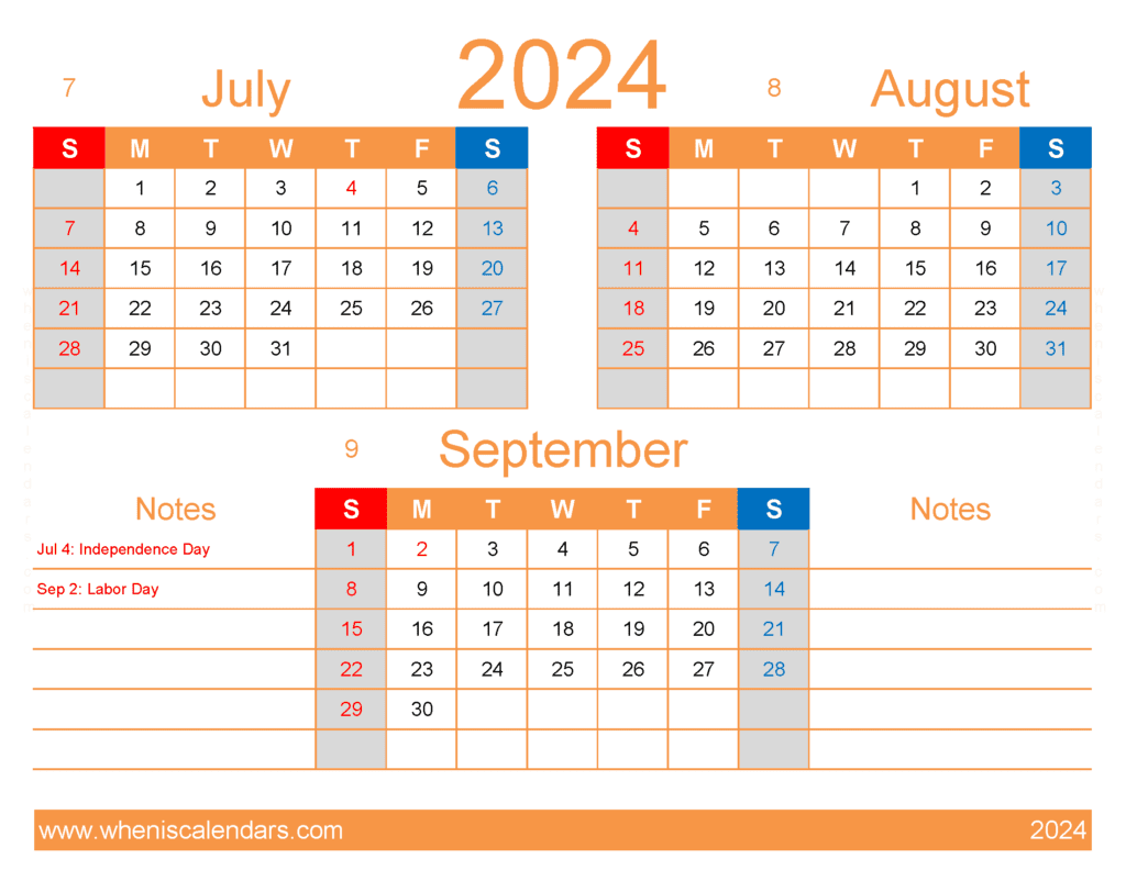 Download July To September 2024 Calendar JAS406