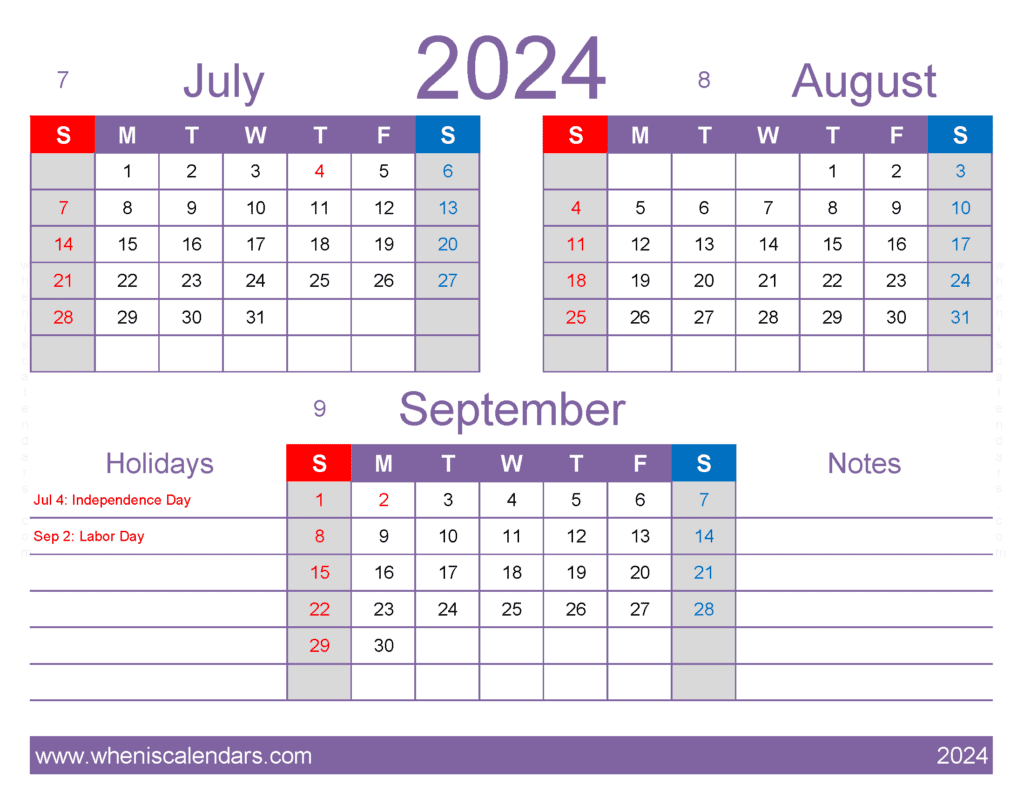 Download Jul Aug September Calendar 2025 JAS414