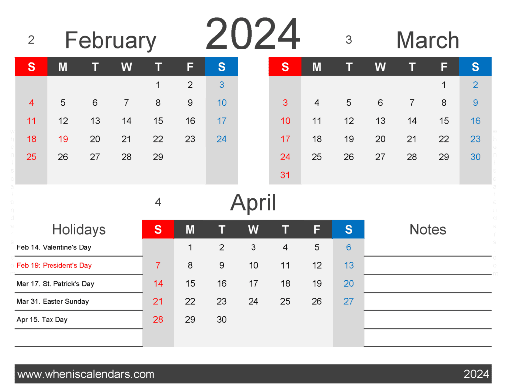 Download February March And April 2024 Calendar FMA404