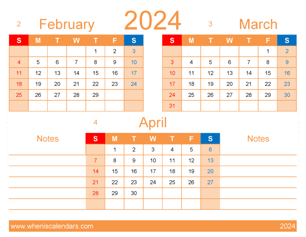 Download Calendar Feb Mar Apr 2024 FMA426