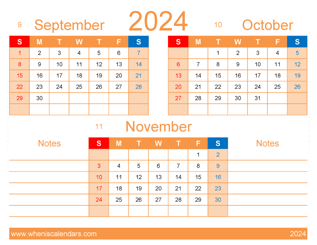 Download Calendar 2024 Sept Oct Nov SON423